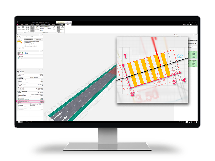 lighting calculation of pedestrian zone